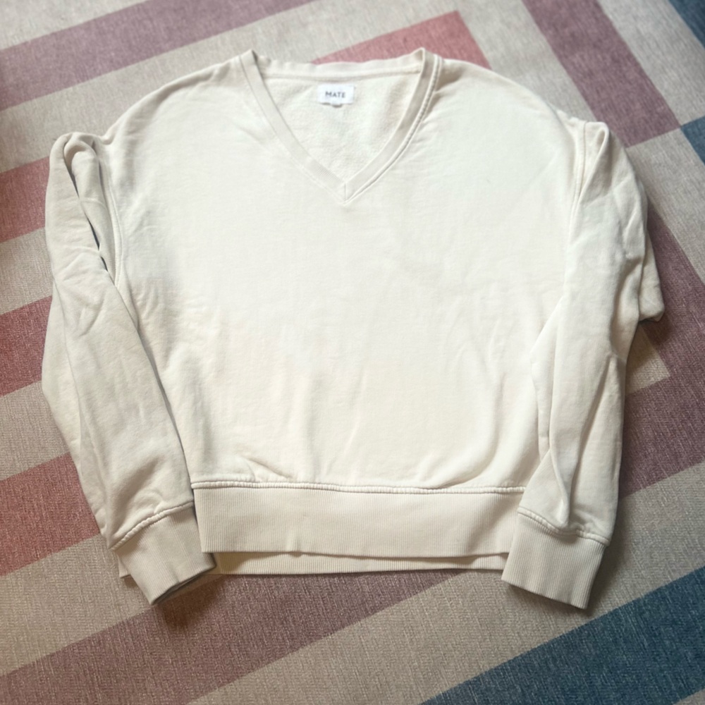 MATE the Label - Cream V-Neck Sweatshirt